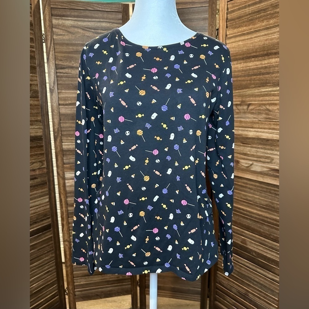 SO Girls Black Halloween T-shirt Candy Skulls Ghosts Cats Kohls